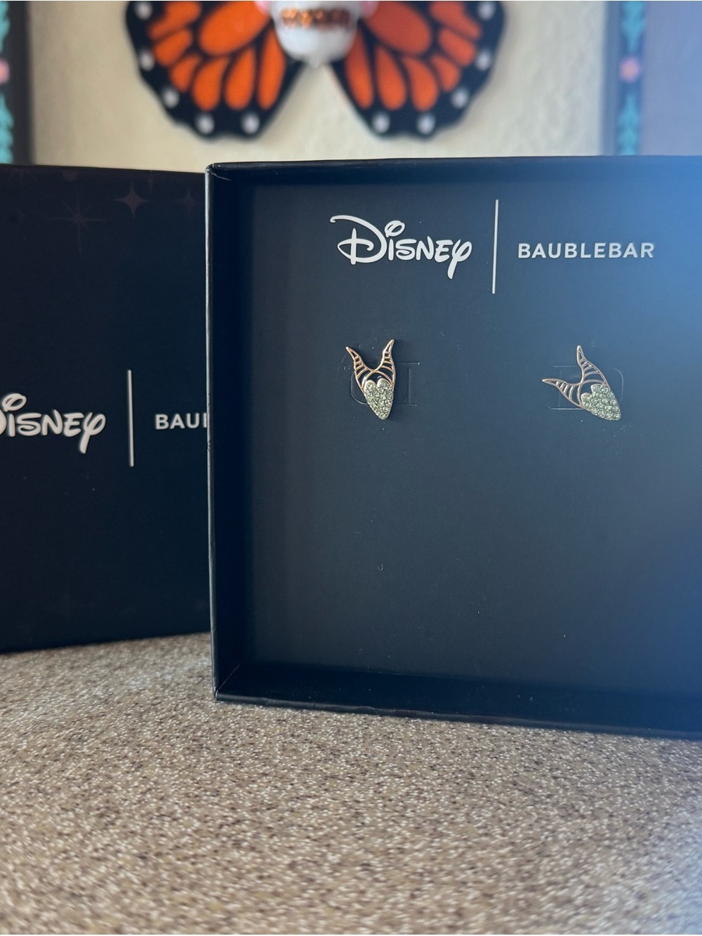 BaubleBar Disney Maleficent Green and Gold Crystal Stud Earrings